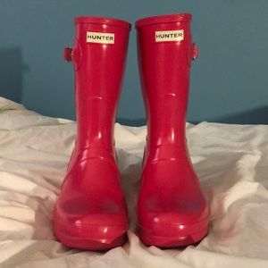 Short Pink hunter rain boots